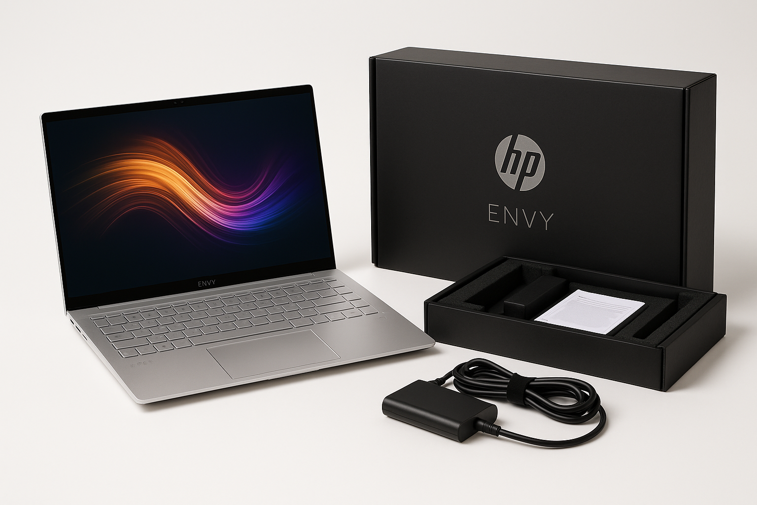 HP ENVY laptop package and product