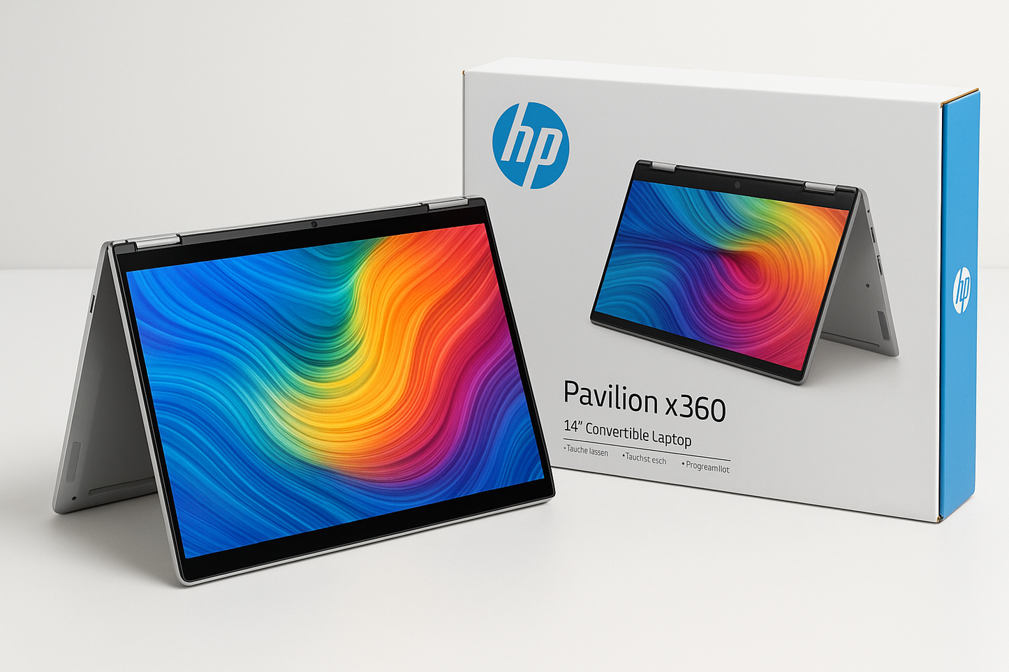 HP Pavilion x360 14" EK1035 product and package